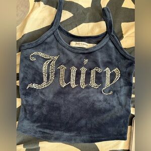 Juicy Couture Navy Velvet Rhinestone Logo Camisole